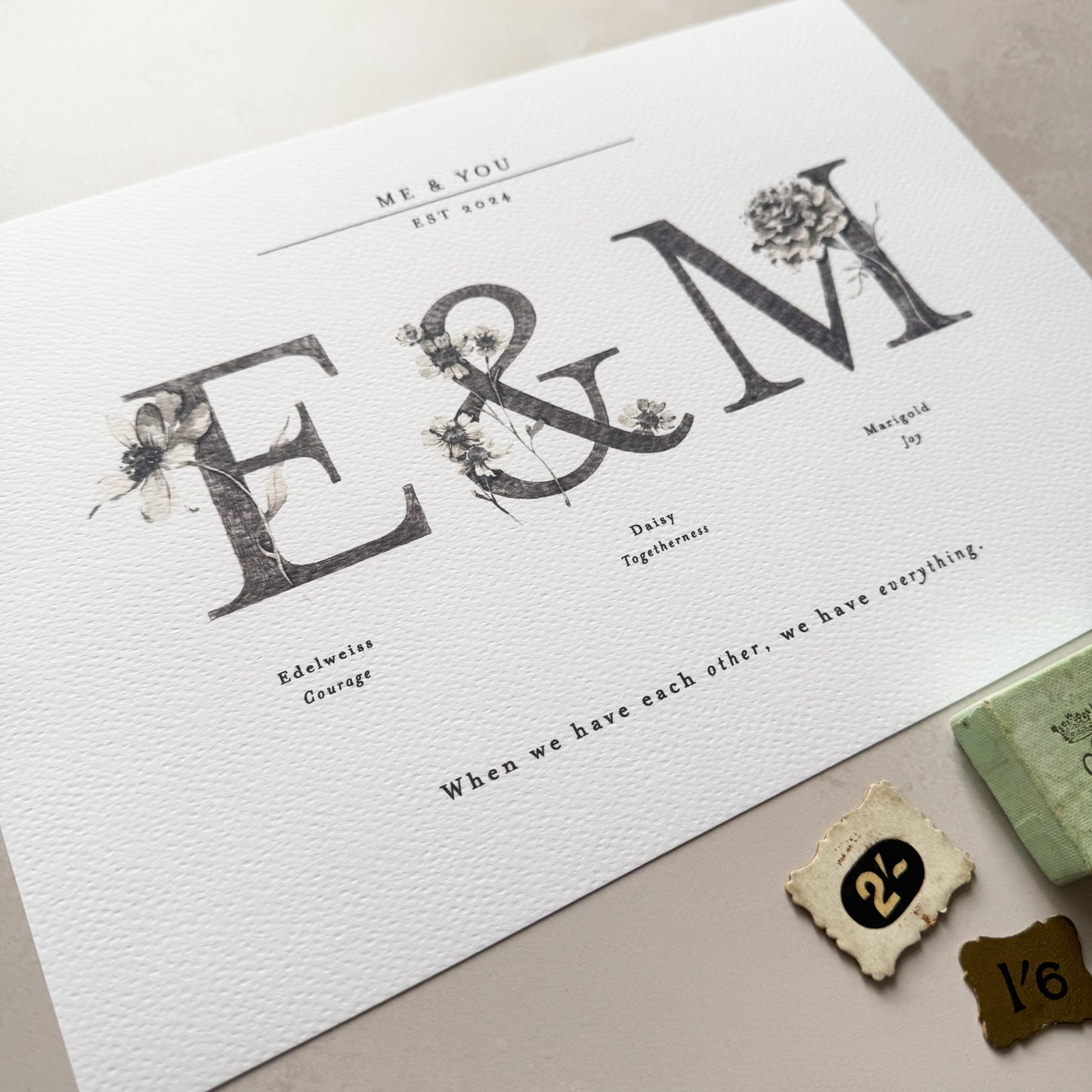 A4 Personalised Monogram Initial Print