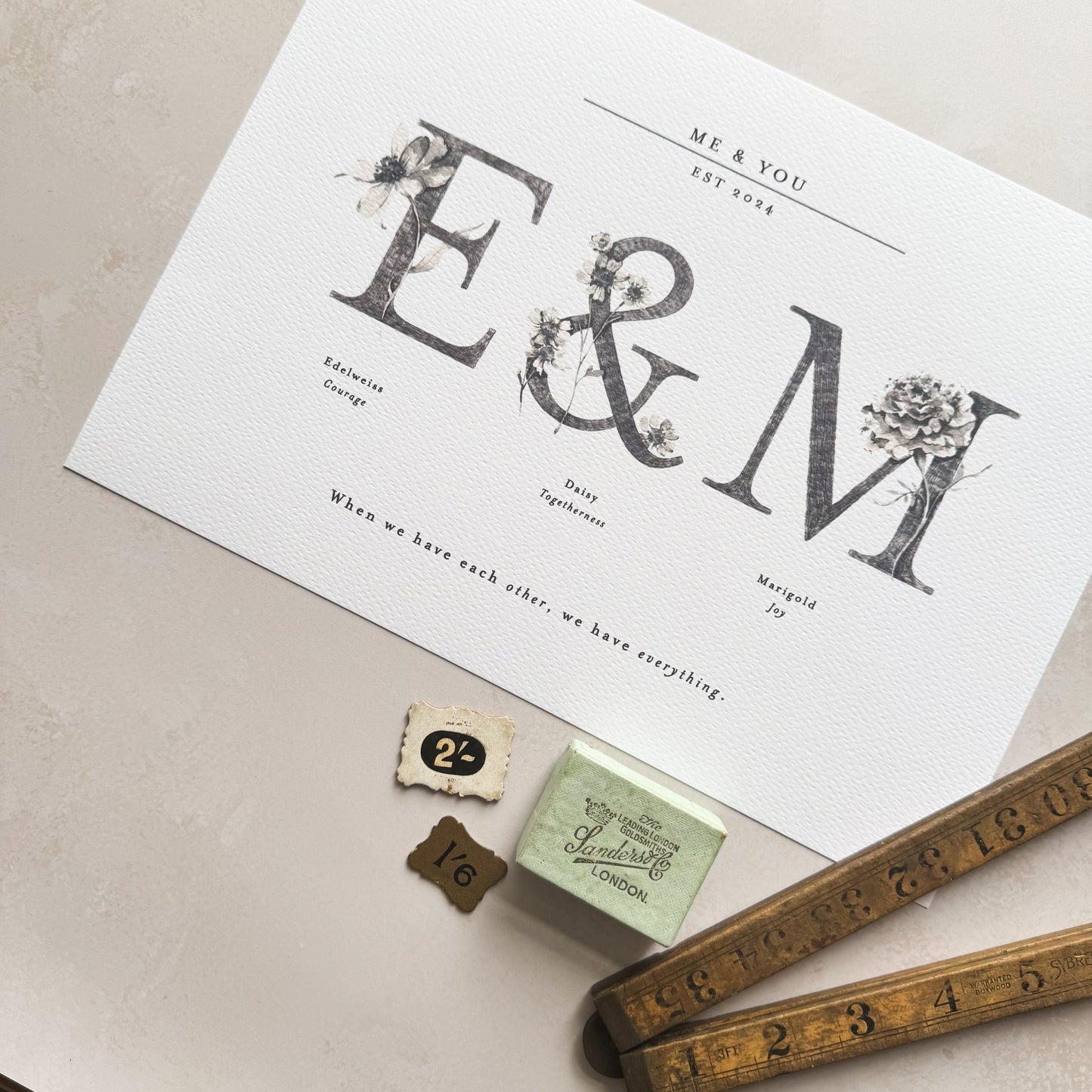 A4 Personalised Monogram Initial Print